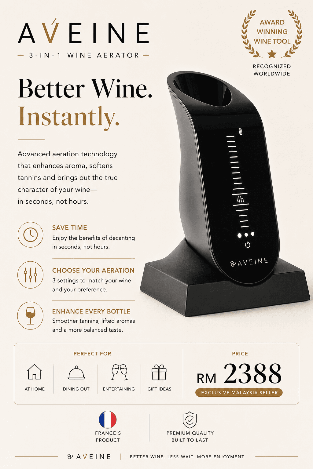 AVEINE 3-in-1 Wine Aerator